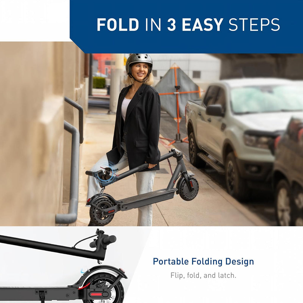 500W Electric Scooter for Adults, 10" Solid Tires, 25 Miles Range, 19 MPH Folding Commuter Scooter with Dual Braking System & App