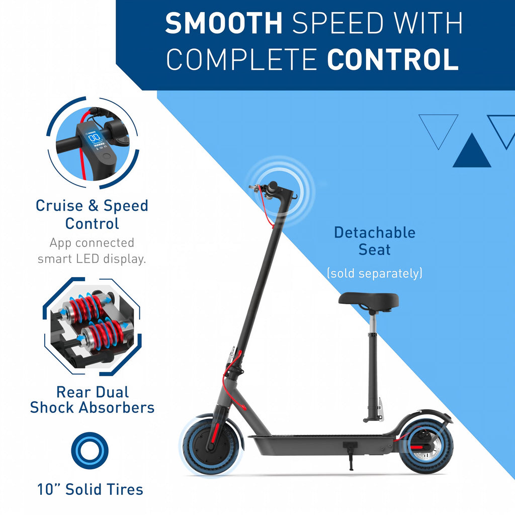 500W Electric Scooter for Adults, 10" Solid Tires, 25 Miles Range, 19 MPH Folding Commuter Scooter with Dual Braking System & App