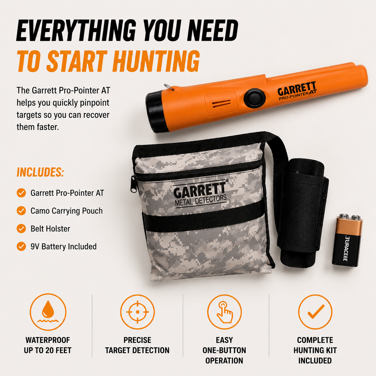 Garrett Pro-Pointer AT Waterproof Pinpointer Metal Detector