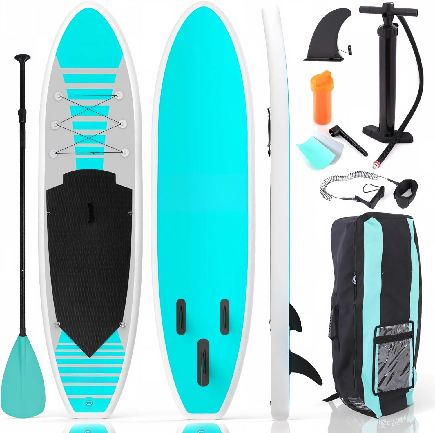 Paddle Board Inflatable Stand Up SUP 32in Wide Stable All Round Design for Adults and Kids – Paddle Board Non Slip EVA Deck Complete Kit with Paddle Pump Backpack Leash