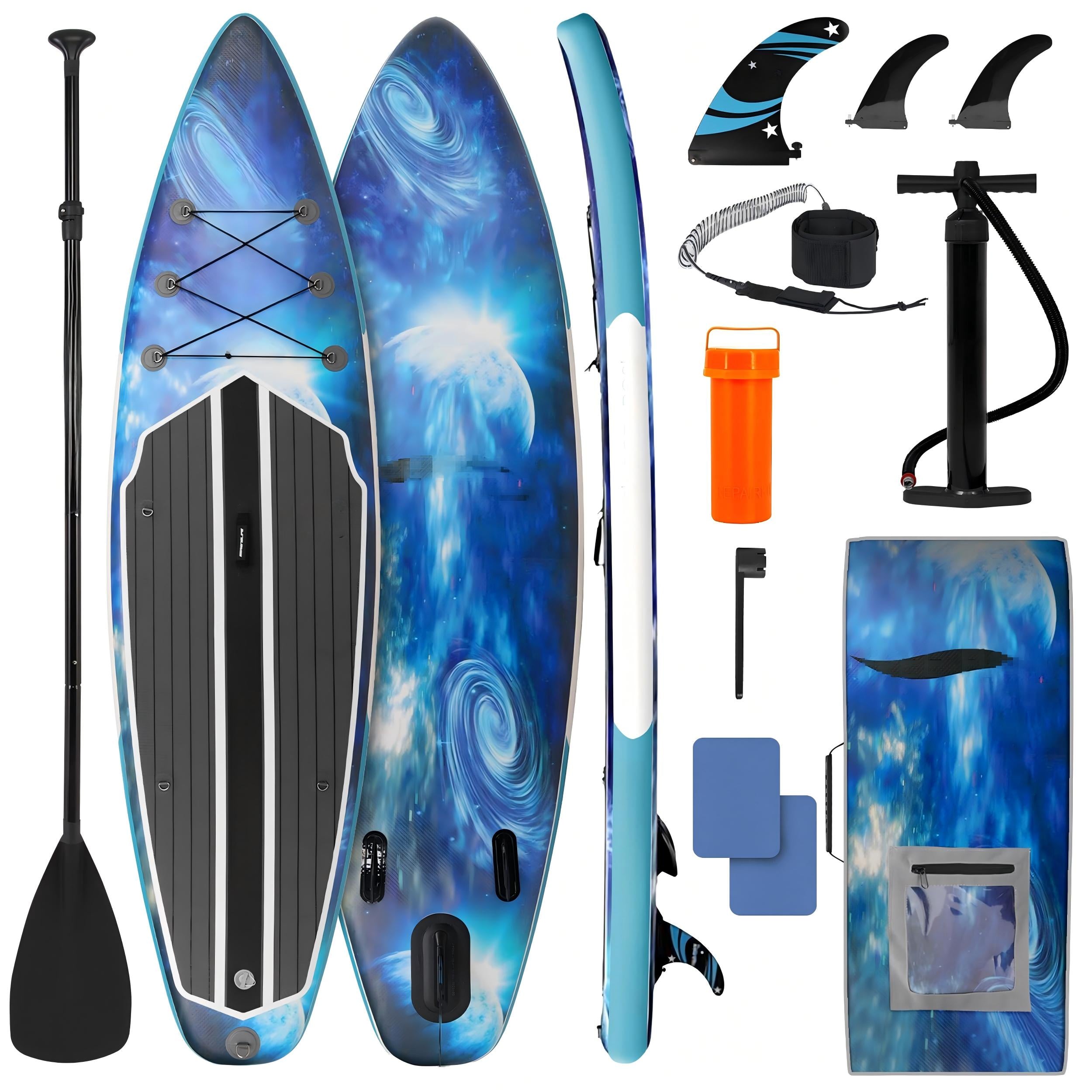 Paddle Board Inflatable Stand Up SUP 32in Wide Stable All Round Design for Adults and Kids – Paddle Board Non Slip EVA Deck Complete Kit with Paddle Pump Backpack Leash