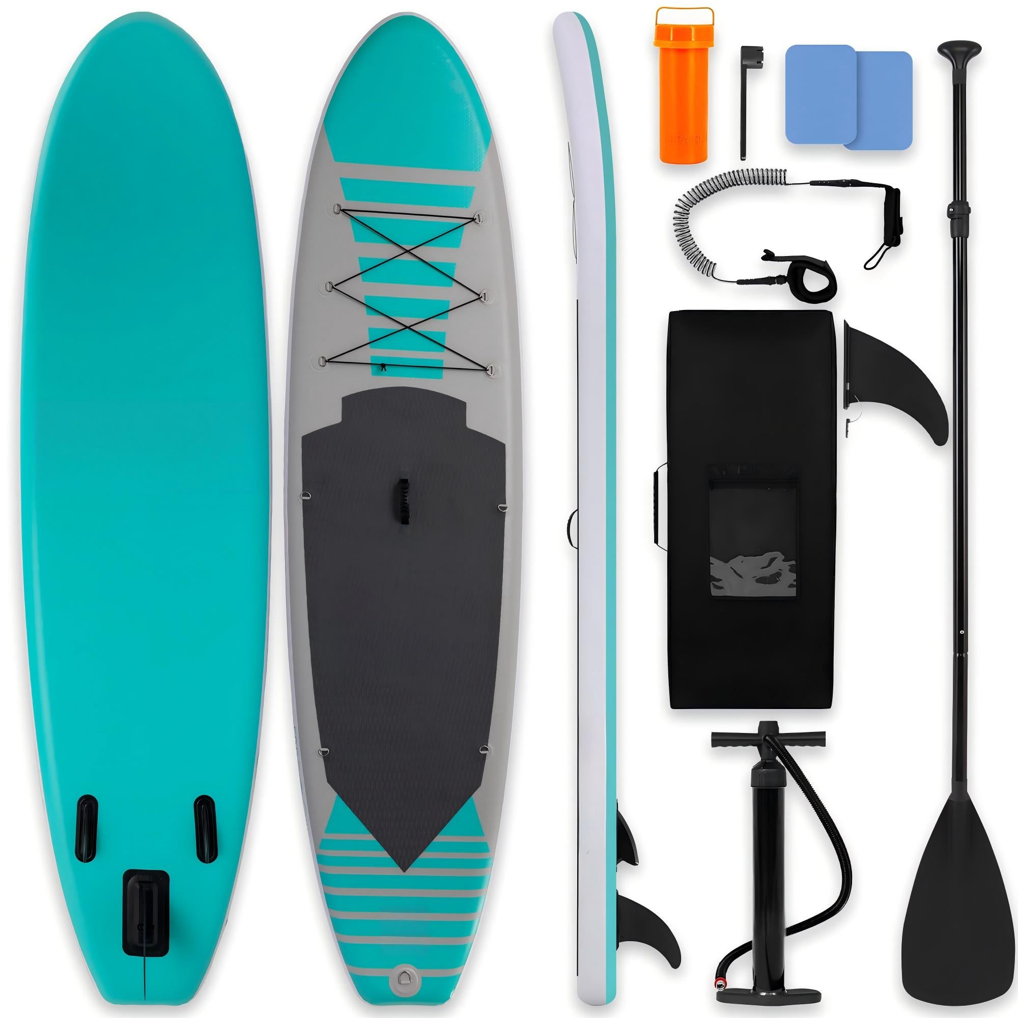 Paddle Board Inflatable Stand Up SUP 32in Wide Stable All Round Design for Adults and Kids – Paddle Board Non Slip EVA Deck Complete Kit with Paddle Pump Backpack Leash