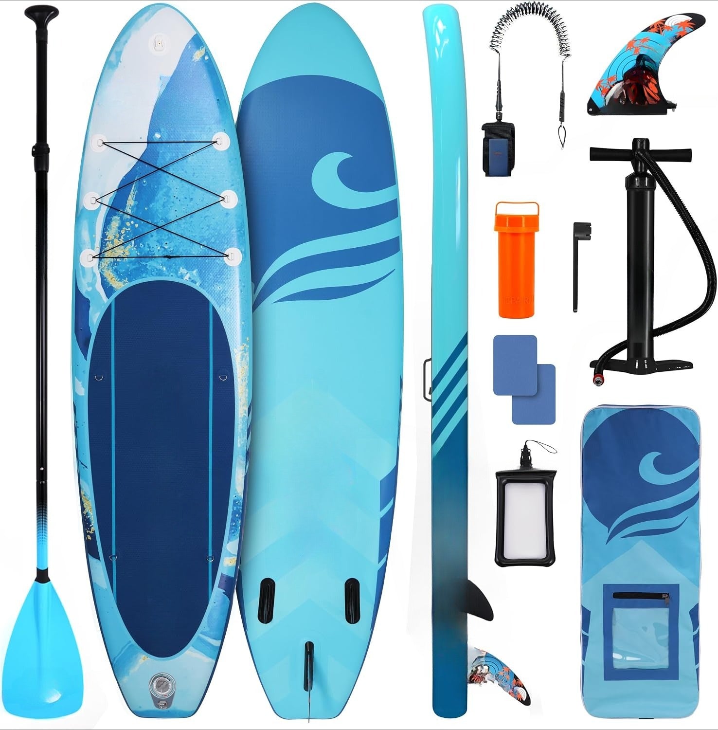 Paddle Board Inflatable Stand Up SUP 32in Wide Stable All Round Design for Adults and Kids – Paddle Board Non Slip EVA Deck Complete Kit with Paddle Pump Backpack Leash