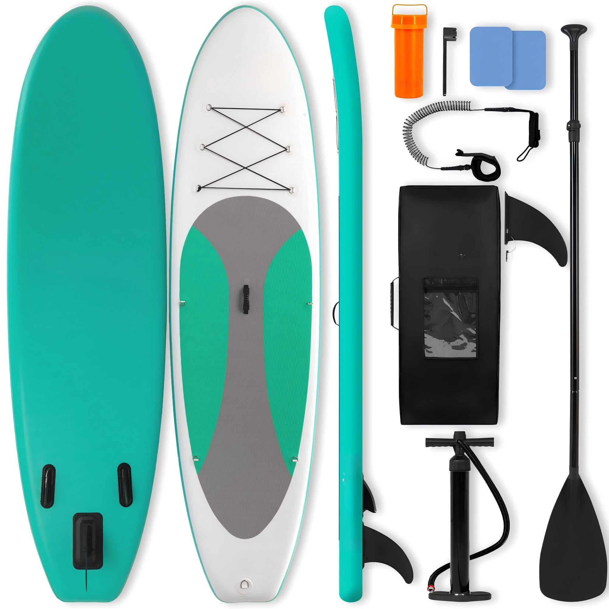 Paddle Board Inflatable Stand Up SUP 32in Wide Stable All Round Design for Adults and Kids – Paddle Board Non Slip EVA Deck Complete Kit with Paddle Pump Backpack Leash